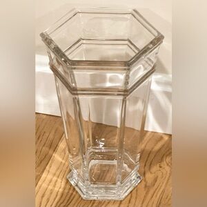Tiffany & Co. 9” Windham Crystal Vase Geometric Hexagonal Centerpiece Retired